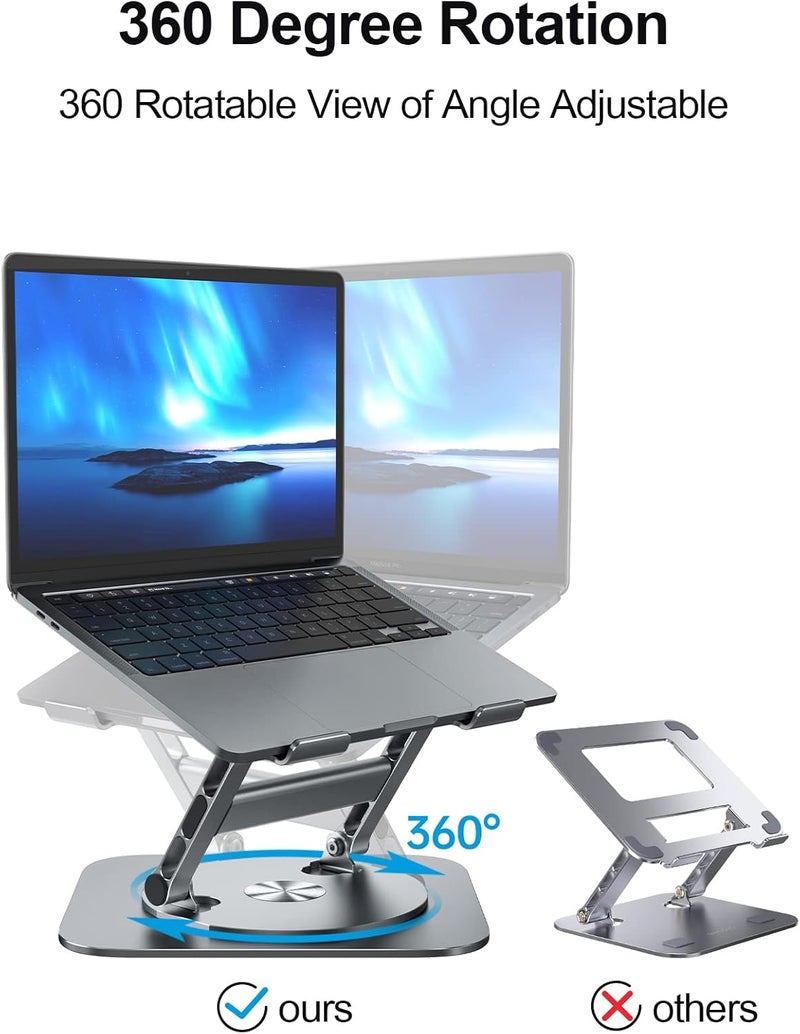 MCHOSE Laptop Stand, 360 Swivel Aluminum Computer Stand Ergonomic Laptop Riser Notebook Holder Compatible with 17 inch MacBook Air Pro, Dell XPS, HP, Lenovo More Laptops,Grey - Image 2